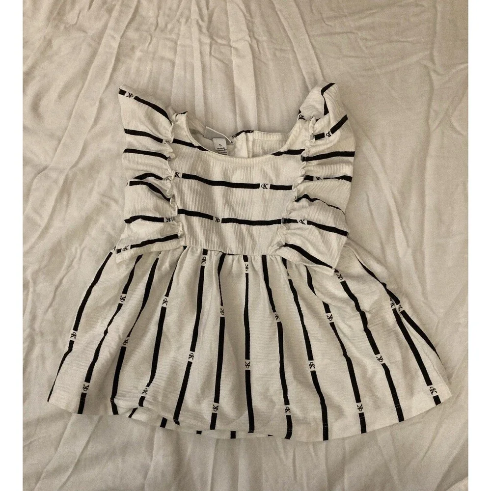 Size 5 Calvin Klein Jeans girl clothes - 1 piece top | ruffle & stripes theme
